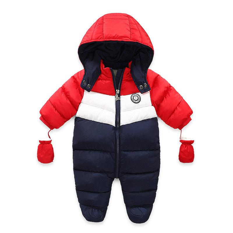 Baby Boy Winter Duck Down Snowsuit Newborn Thick Rompers - MomyMall