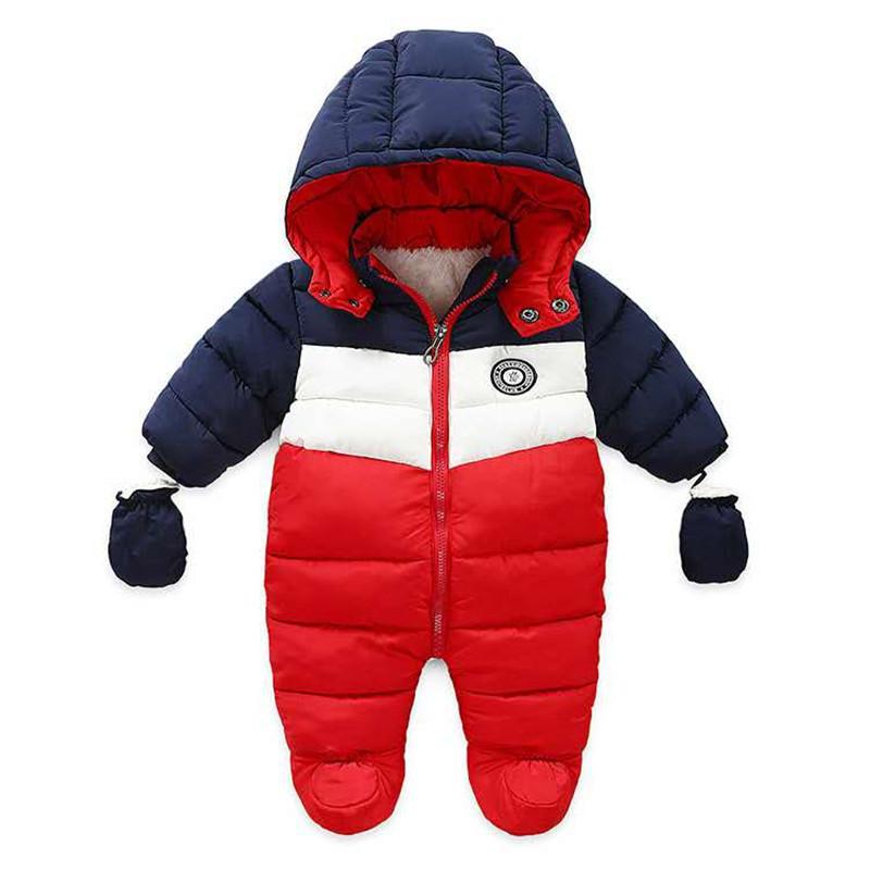 Baby Boy Winter Duck Down Snowsuit Newborn Thick Rompers - MomyMall Navy / 6-9 Months