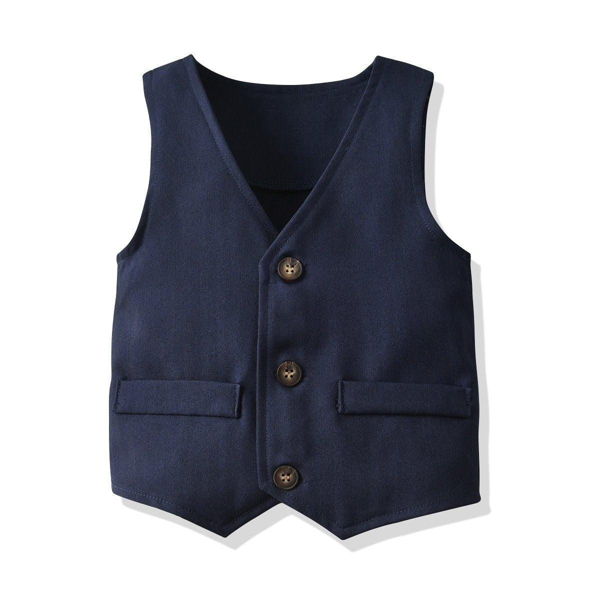 Fashion Gentleman Kids Baby Boys Sets Formal Wear Suits 4 Pcs - MomyMall