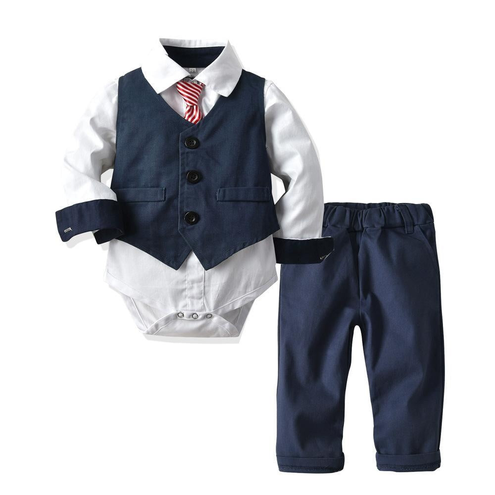 Fashion Boy Baby Gentleman Formal Long Sleeve Suit 2 Pcs