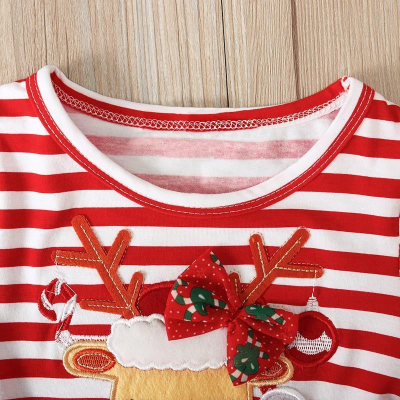 Kids Girl Spring Long Sleeve Striped Fashion Christmas Dresses - MomyMall