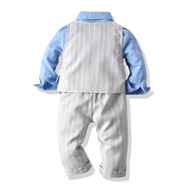 Blue Bow Tie Striped Suit Baby Boy Set 2 Pcs suits