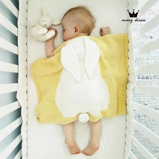 Kid Air Conditioning Blanket Knitting Cute Rabbit Wool Quilt - MomyMall Yellow