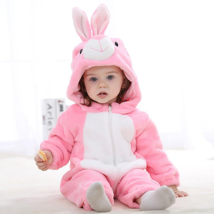 Baby Clothes Fall Style Animal Jumpsuit Flannel Crawl Pajamas For 0-5 years - MomyMall