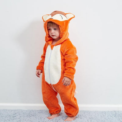 Baby Clothes Fall Style Animal Jumpsuit Flannel Crawl Pajamas For 0-5 years - MomyMall Fox / 0-6 Months