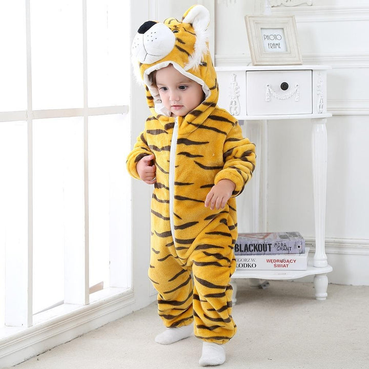 Baby Clothes Fall Style Animal Jumpsuit Flannel Crawl Pajamas For 0-5 years - MomyMall Tiger / 0-6 Months