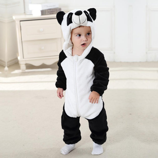 Baby Clothes Fall Style Animal Jumpsuit Flannel Crawl Pajamas For 0-5 years - MomyMall Panda / 0-6 Months