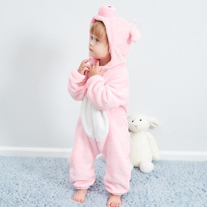 Baby Clothes Fall Style Animal Jumpsuit Flannel Crawl Pajamas For 0-5 years - MomyMall Pink Pig / 0-6 Months