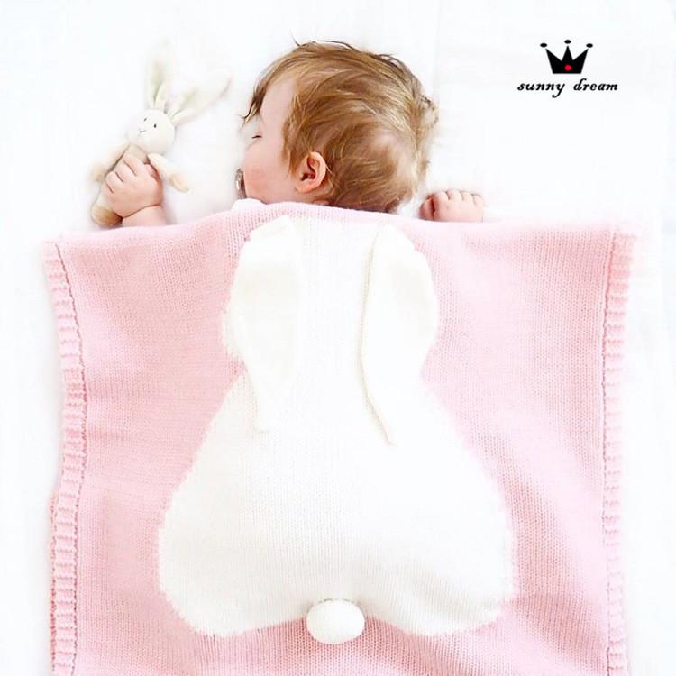 Kid Air Conditioning Blanket Knitting Cute Rabbit Wool Quilt - MomyMall Pink