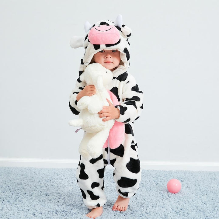 Baby Clothes Fall Style Animal Jumpsuit Flannel Crawl Pajamas For 0-5 years - MomyMall Cow / 0-6 Months