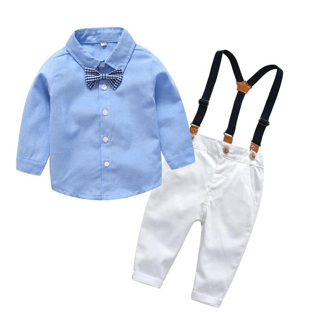 Autumn Gentleman Overalls Baby Boy Set Formal 2 Pcs Suits - MomyMall White / 6-12 Months