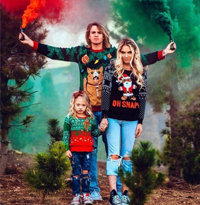 Family Matching Three-person Printed Christmas Shirts Tops - MomyMall Type1 / man S