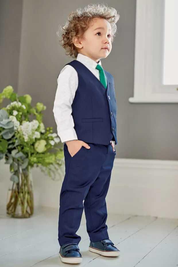 White Woven Baby Boy Formal Gentleman 3 Pcs Set Suits - MomyMall