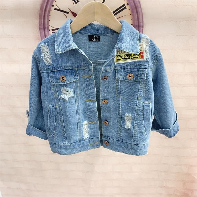 Boys Girl Autumn&winter New Denim Jacket 3pcs/ Sets - MomyMall