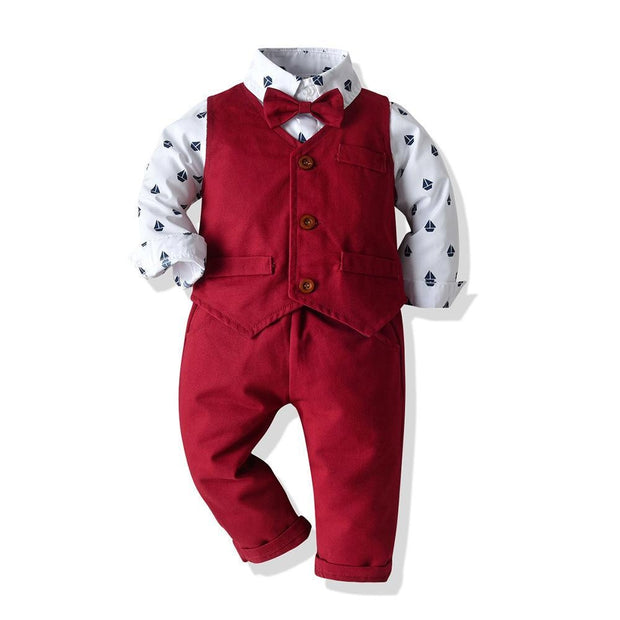 Autumn Printed Long Sleeve Baby Boy Set 2 Pcs Formal Suits