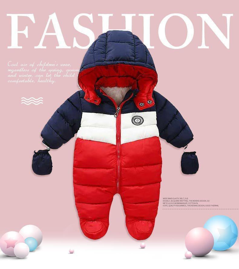 Baby Boy Winter Duck Down Snowsuit Newborn Thick Rompers - MomyMall