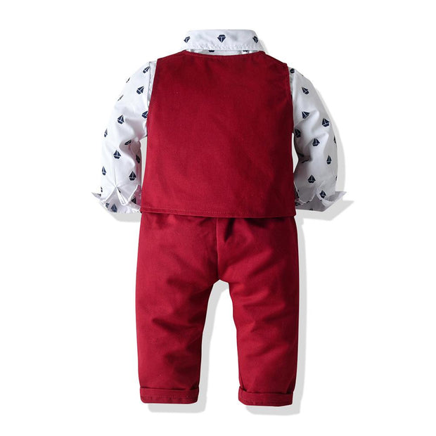 Autumn Printed Long Sleeve Baby Boy Set 2 Pcs Formal Suits