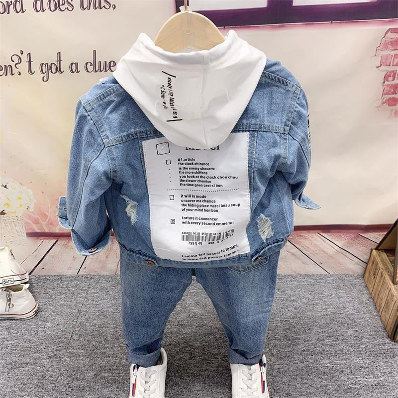 Boys Girl Autumn&winter New Denim Jacket 3pcs/ Sets - MomyMall