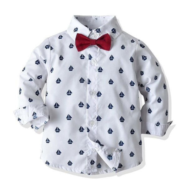 Autumn Printed Long Sleeve Baby Boy Set 2 Pcs Formal Suits