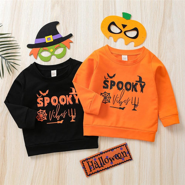 Kids Boys Girls Fashion Letters Halloween Sweatshirt