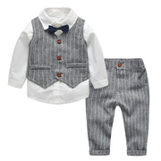 Gray Bow Striped Baby Boy Set 2 Pcs suits