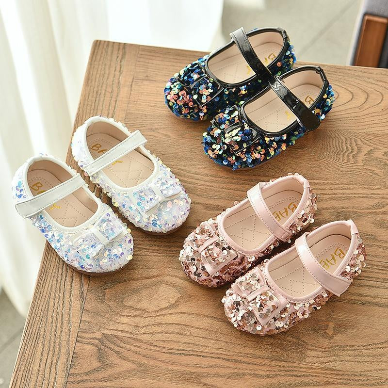 Girl Princess Shoes Sequined Crystal Shoes Soft-soled Single Shoes