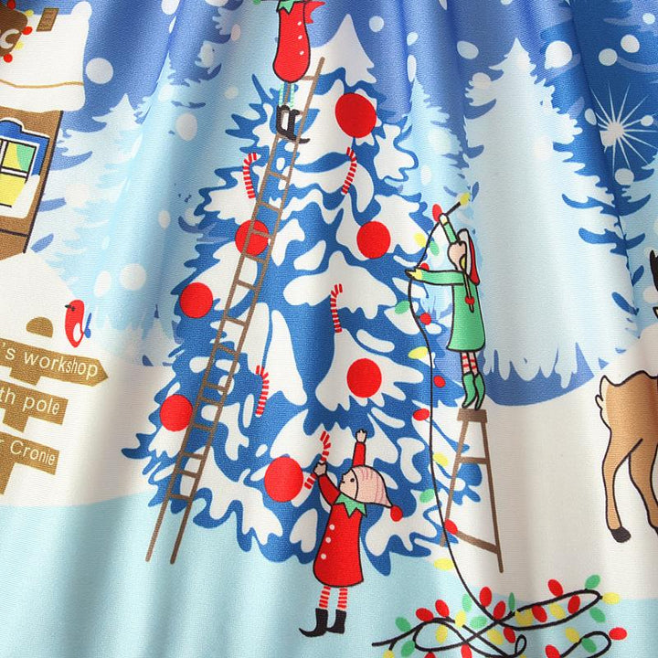 Kids Girl Spring Long Sleeve Christmas Snowman Striped Dresses - MomyMall