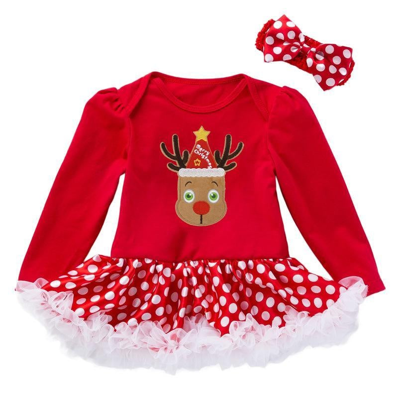 Baby Girl Christmas Long-sleeved Dress 0-2 Years - MomyMall