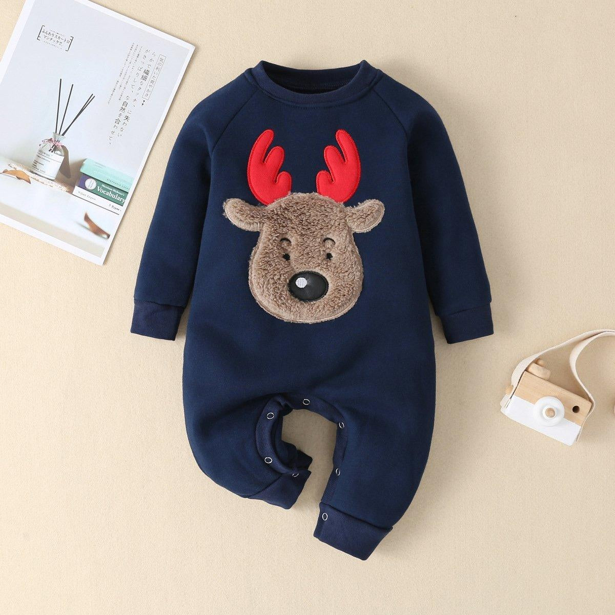 New Kids Baby Long-sleeved Elk Christmas Romper