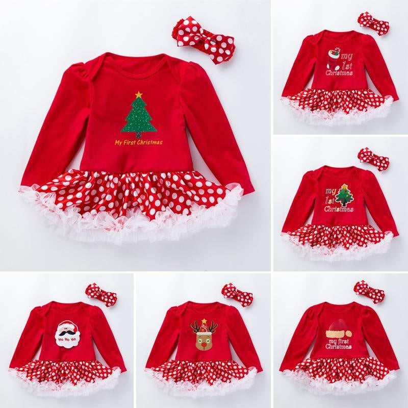 Baby Girl Christmas Long-sleeved Dress 0-2 Years - MomyMall