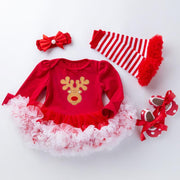 New Baby Girl Christmas Long Sleeve Cartoon Dress Mesh 4 Pcs - MomyMall style5 / S/59(0-3 months)