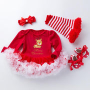 New Baby Girl Christmas Long Sleeve Cartoon Dress Mesh 4 Pcs - MomyMall style8 / S/59(0-3 months)