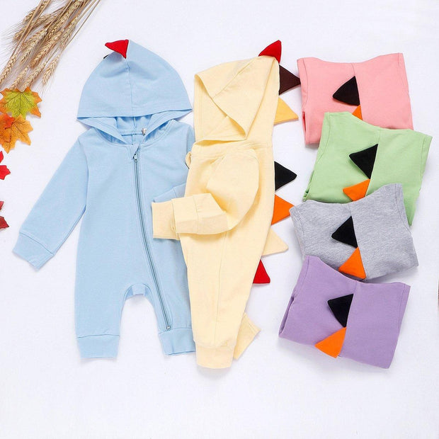 Cute Baby Dinosaur Romper Multicolor Zipper Jumpsuit Unisex Clothing Sets