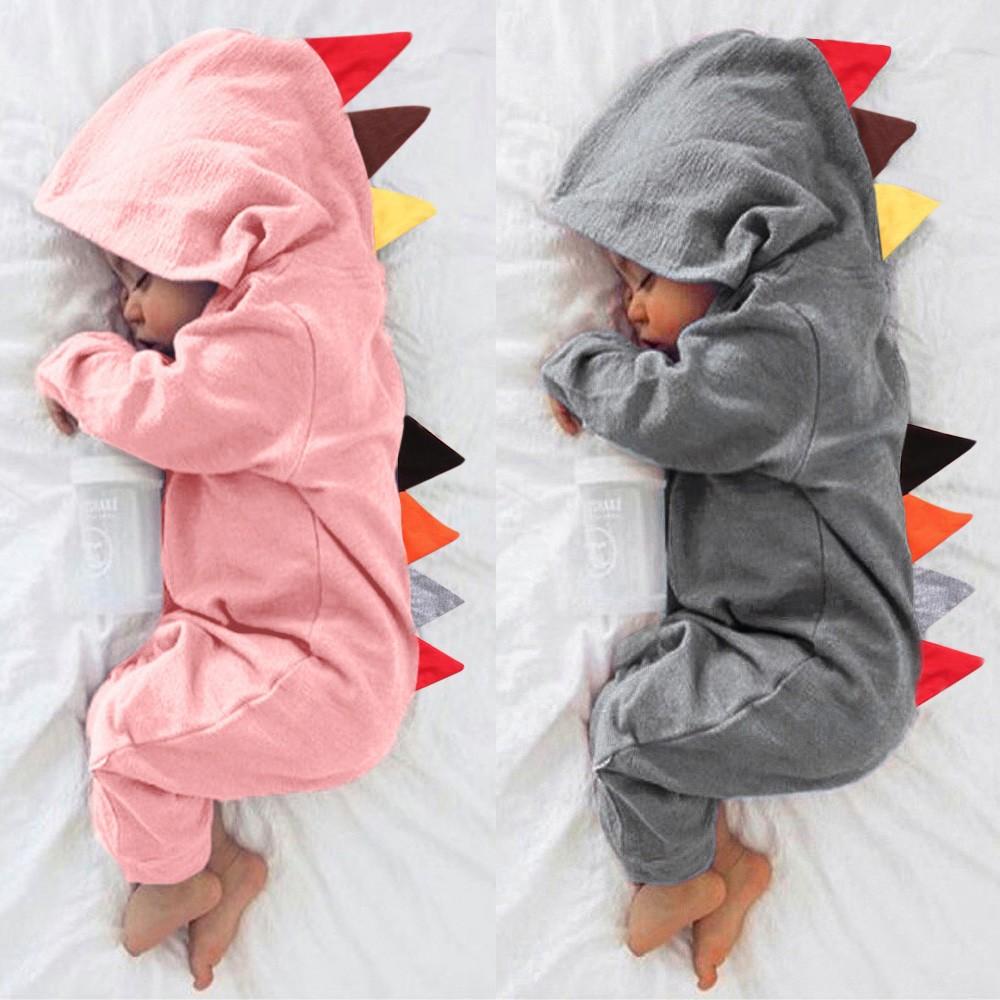 Cute Baby Dinosaur Romper Multicolor Zipper Jumpsuit Unisex Clothing Sets