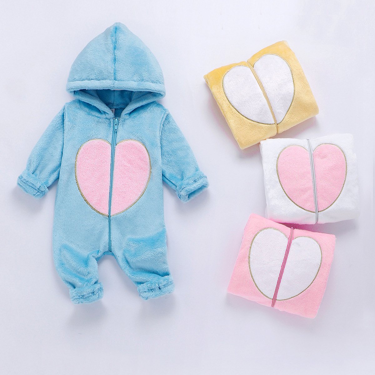 Baby Plush Love Jumpsuits Crawl Newborn Romper Outwear - MomyMall