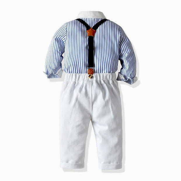 Striped Bib Children Baby Boy 2 Pcs Set Formal Birthday Suits