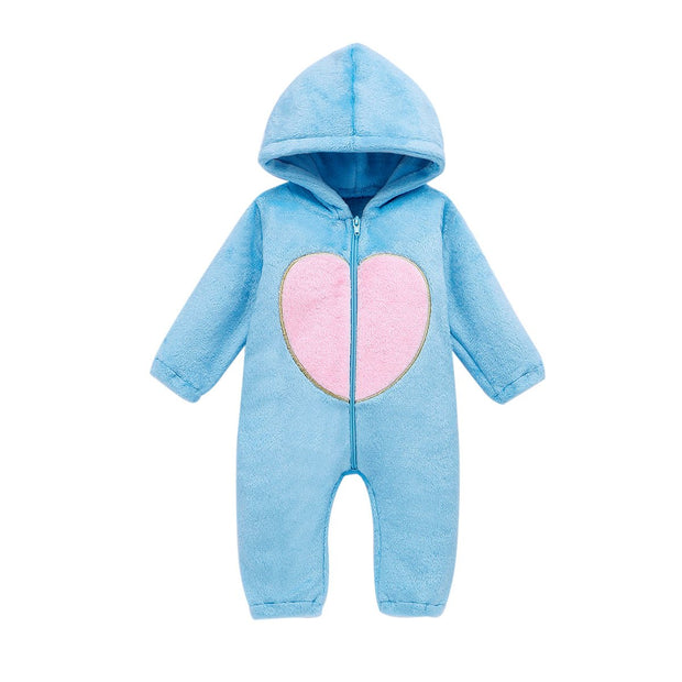 Baby Plush Love Jumpsuits Crawl Newborn Romper Outwear - MomyMall blue / 60cm：0-3months