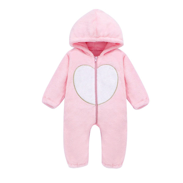 Baby Plush Love Jumpsuits Crawl Newborn Romper Outwear - MomyMall Pink / 60cm：0-3months