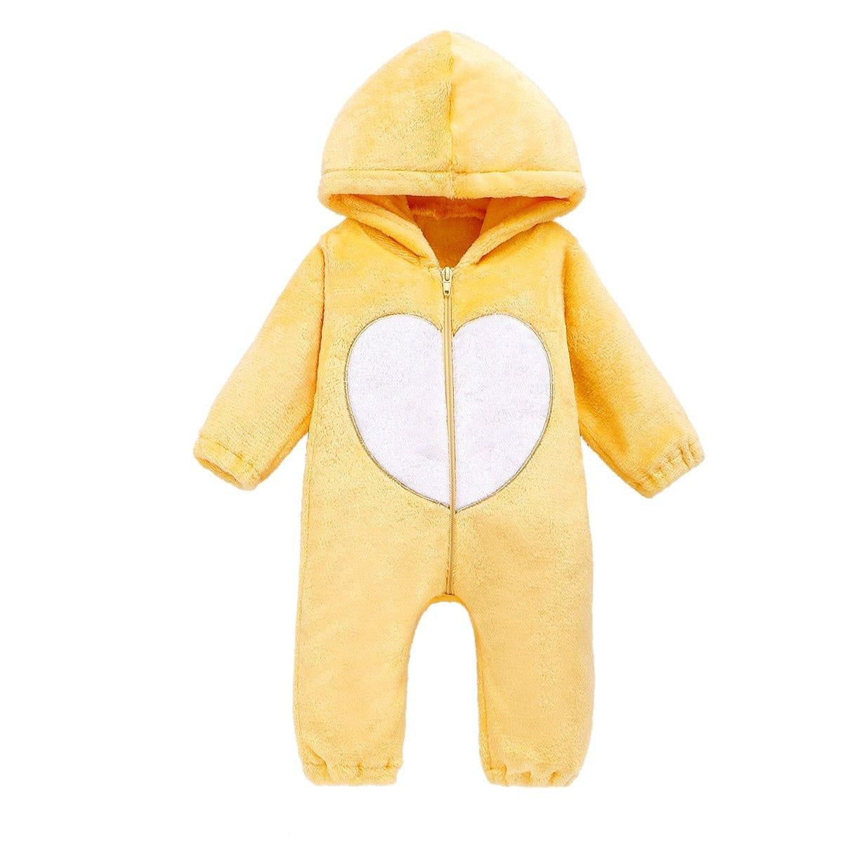 Baby Plush Love Jumpsuits Crawl Newborn Romper Outwear - MomyMall Yellow / 60cm：0-3months