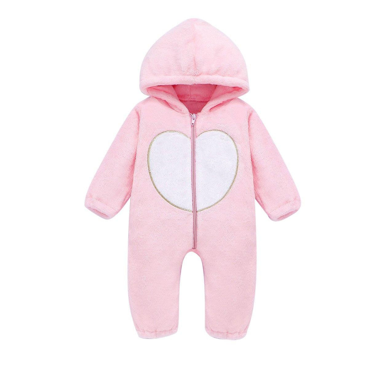 Baby Plush Love Jumpsuits Crawl Newborn Romper Outwear - MomyMall