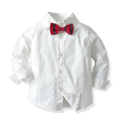 Bow Tie Striped Long Sleeves Boy Formal Set 4 Pcs Suits