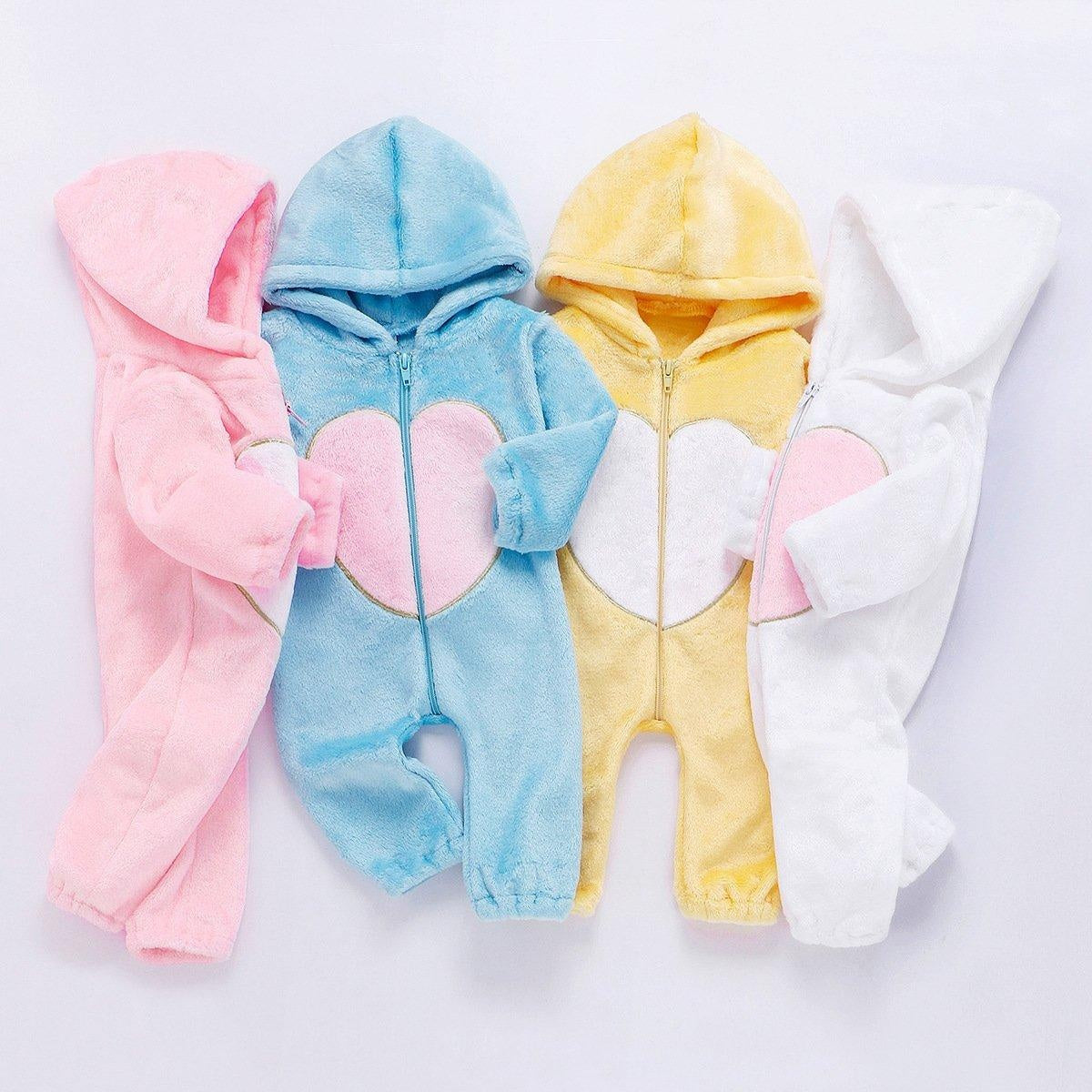 Baby Plush Love Jumpsuits Crawl Newborn Romper Outwear - MomyMall