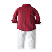 Long Sleeve Striped  Bib Baby Boy Set 2 Pcs Formal suits