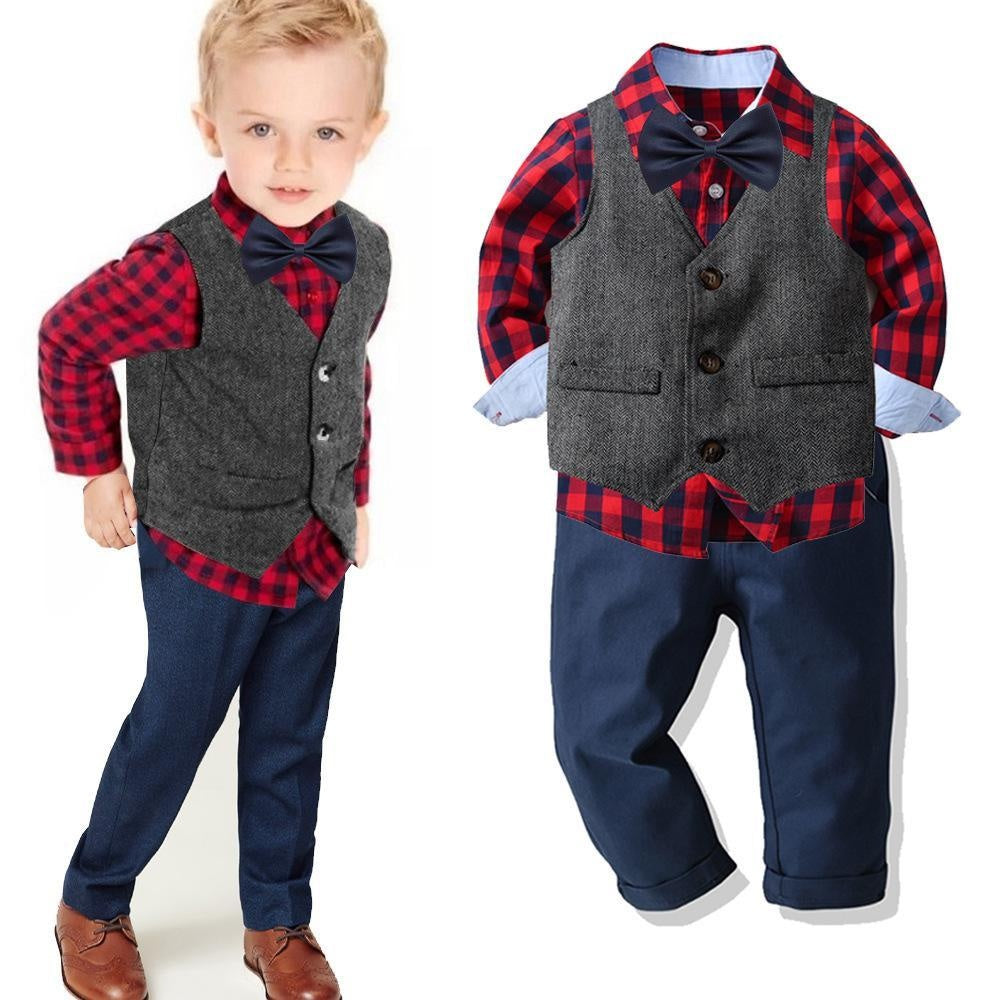 Cardigan formel Gentleman Suit Baby Boy Set 3 Pcs Style de Noël 