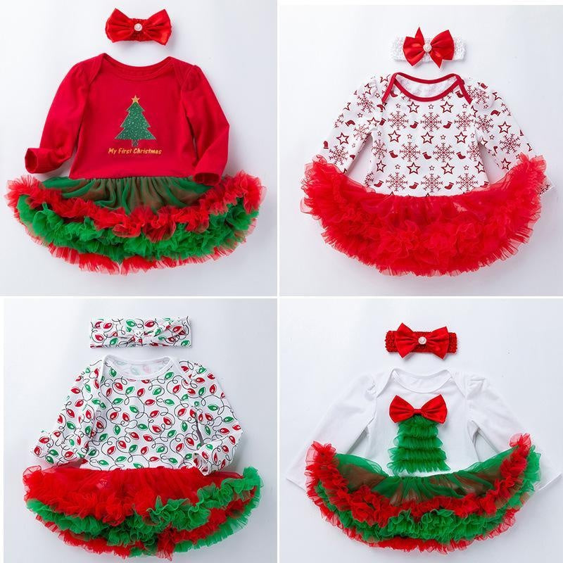 Baby Girl Christmas Long-sleeved Dress 0-2 Years - MomyMall