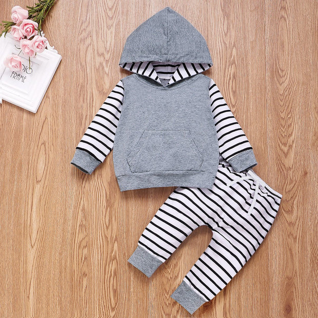 Baby Boys Girls Solid Color Striped Set 2 pcs Outfits