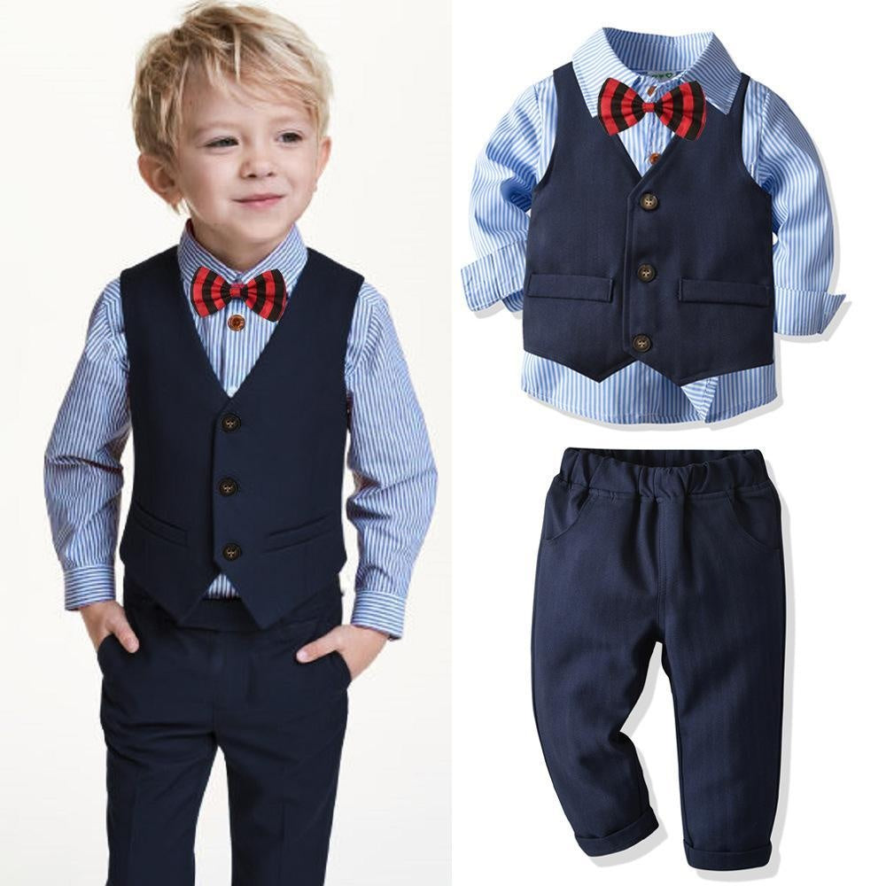 British Gentleman Baby Boy Set 4 Pcs Formal Suits - MomyMall Blue / 1-2 Years