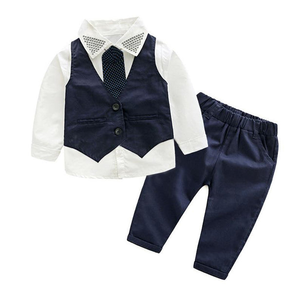 British Style Gentleman Suit Baby Boy 2 Pcs Formal Wedding Set