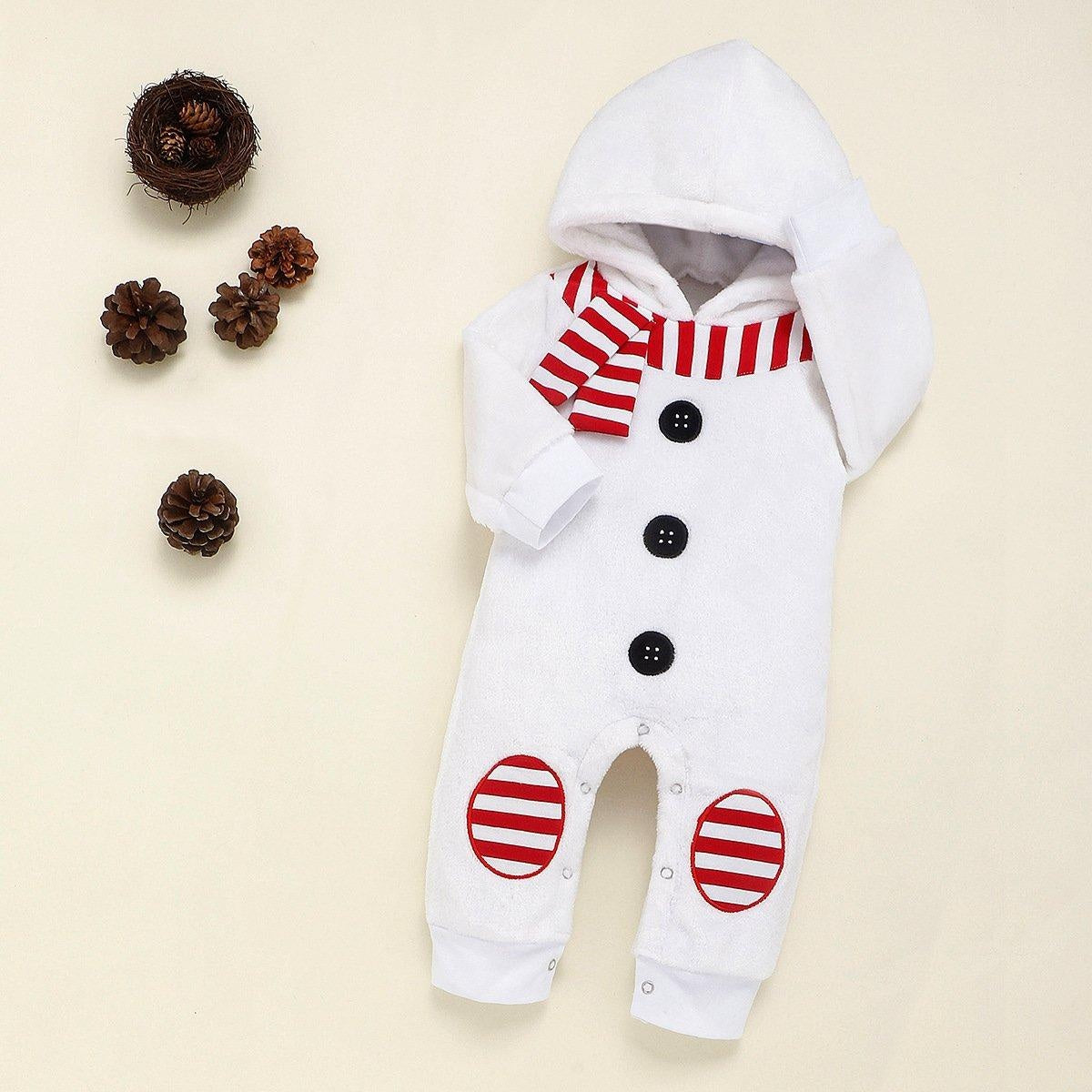 Kids Baby Snowman Embroidered Hooded Jumpsuit Rompers - MomyMall