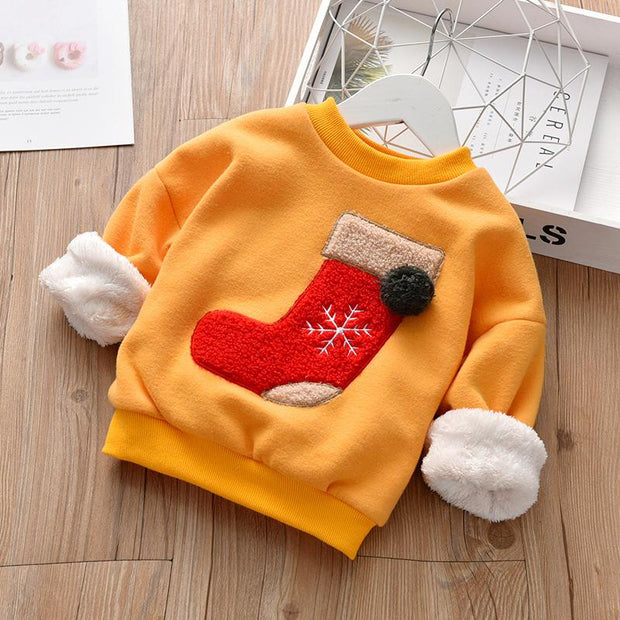 Kids Winter Plush Warm Sweater Santa Pullover - MomyMall Yellow / 90cm:1-2years